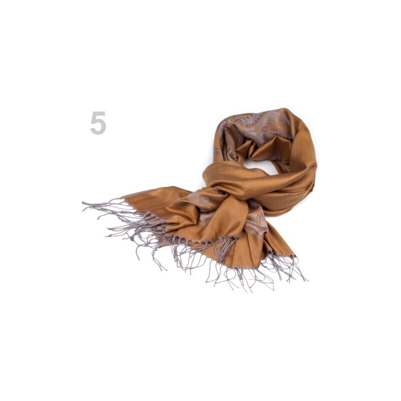 Šála Pashmina 70x180 cm (1 ks) - 5 béžová tm. Stoklasa