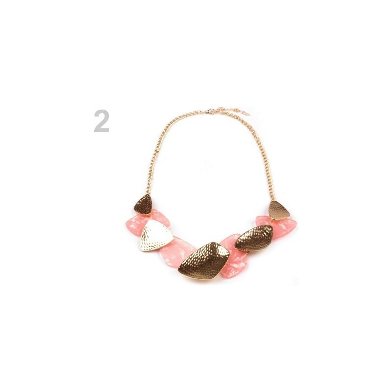 Kovový náhrdelník s perleťovým efektem (1 ks) - 2 růžová sv. Stoklasa