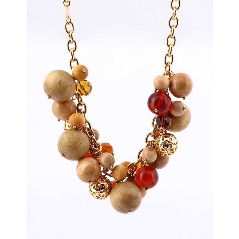 Originální náhrdelník Tommy Hilfiger s dřevěnými korálky