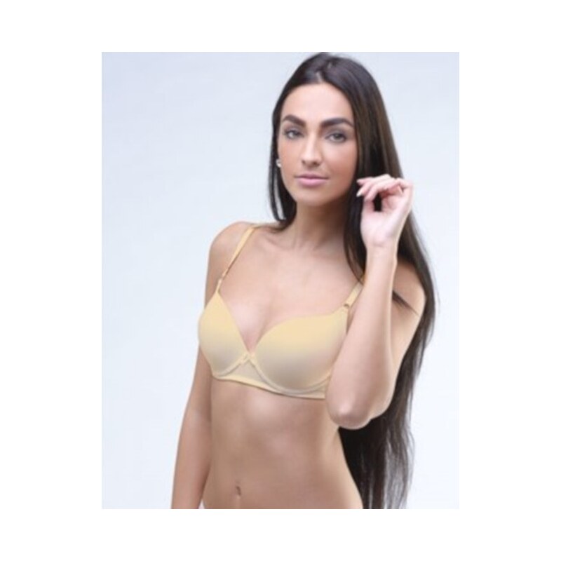 GINA Dámská podprsenka push-up, šité 17009P - koňak