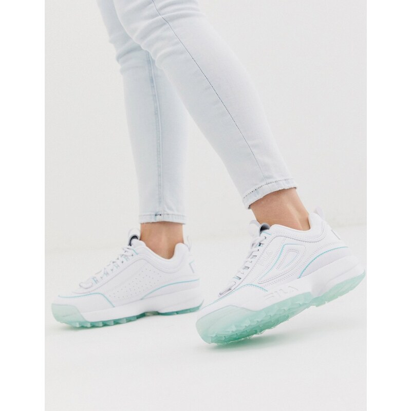 Fila disruptor ii trainers in white with ice pink sole deals