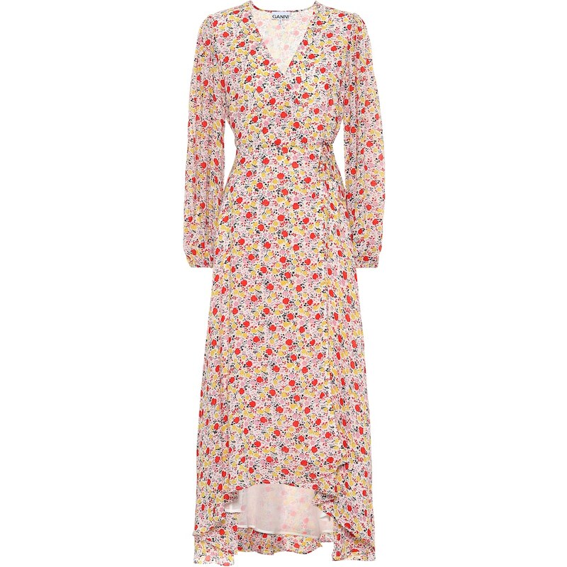 Ganni Floral georgette wrap dress