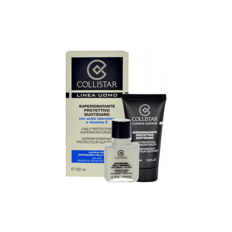 Collistar Men Daily Protective Supermoisturizer dárková kazeta pro muže denní pleťový krém 50 ml + balzám po holení Sensitive Skin 15 ml