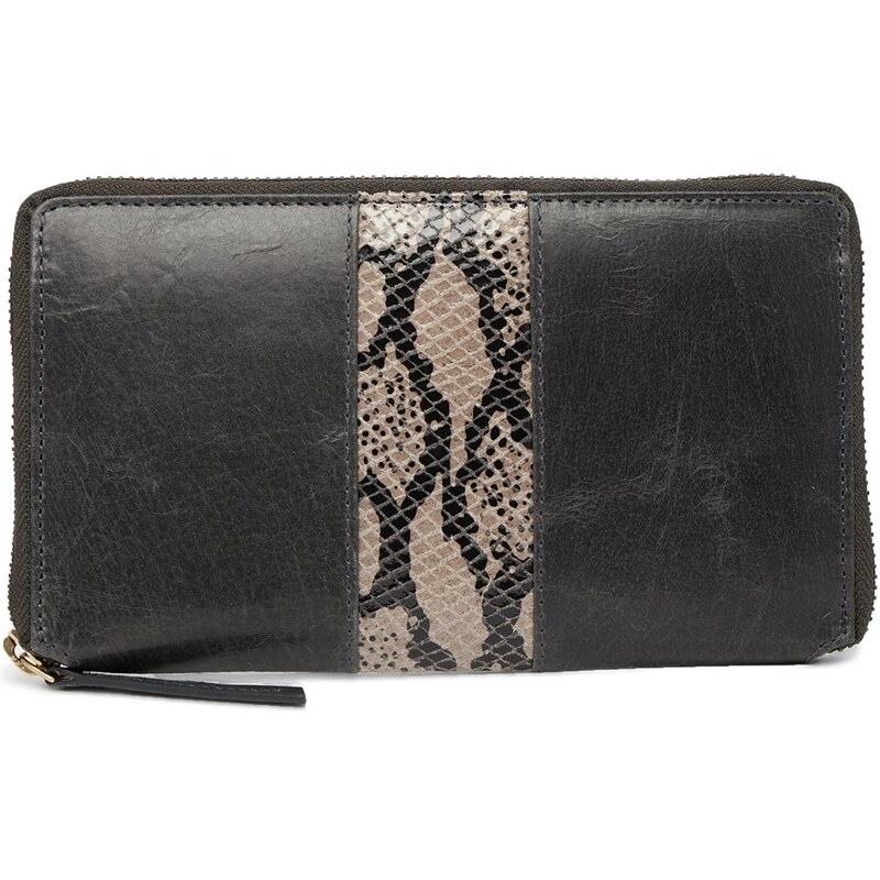 Urbancode Leather Charcoal And Mink Snake Work Purse - Black