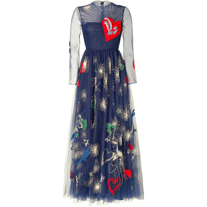 Valentino Embroidered Tulle Illusion Dress