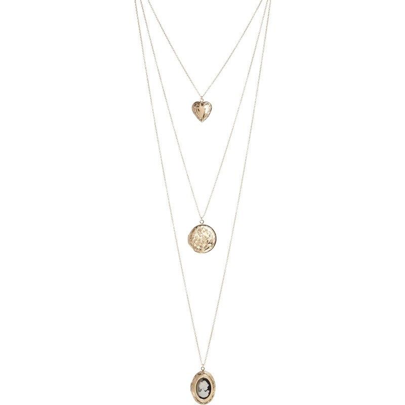 ASOS Multirow Choker Locket Cameo Necklace - Gold