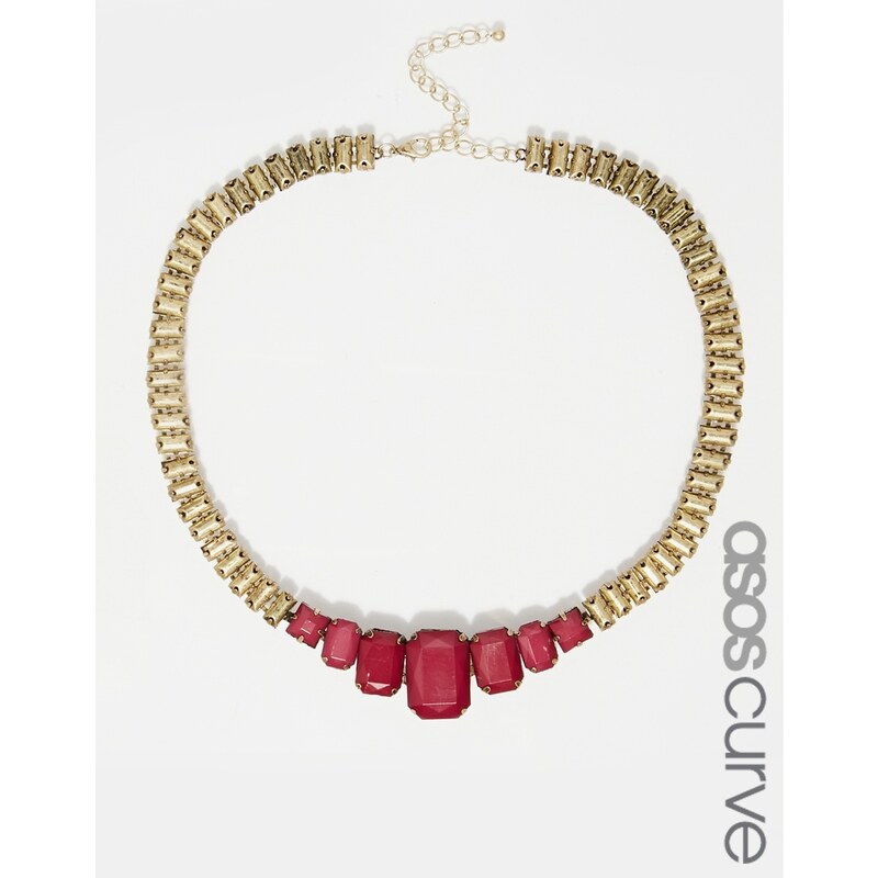 ASOS CURVE Faceted Bead Collar Necklace - Red