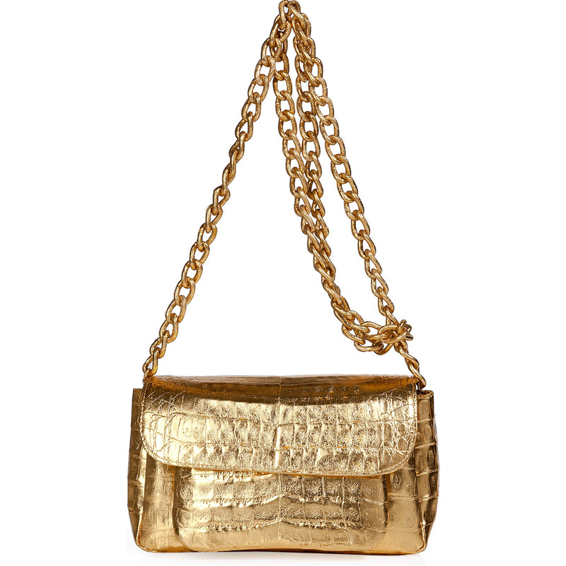 Nancy Gonzalez Gold Crocodile Shoulder Bag