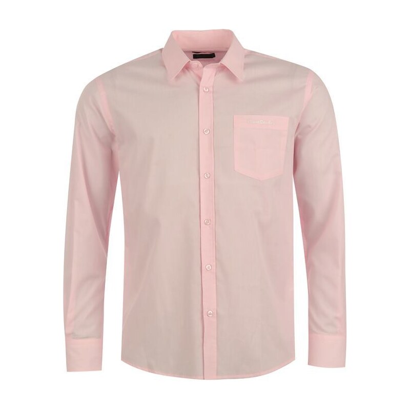 Pierre Cardin Long Sleeve Shirt Mens Plain Pink Small