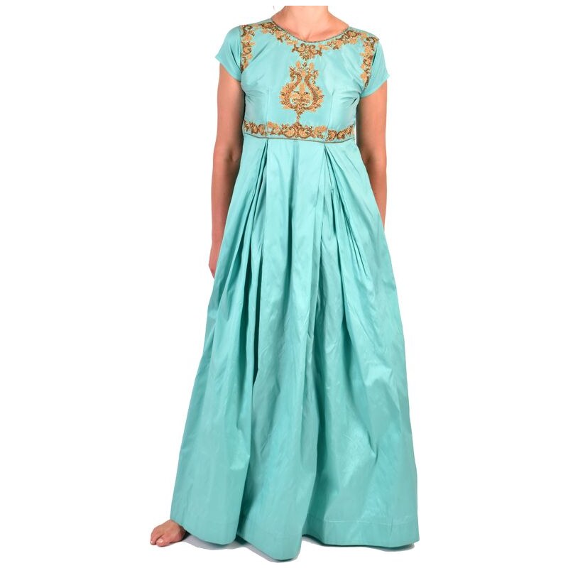 Luxusní indické šaty "Anarkali", mentolově zelené, šál a leginy M/L , Indie  , 100%polyester - GLAMI.cz