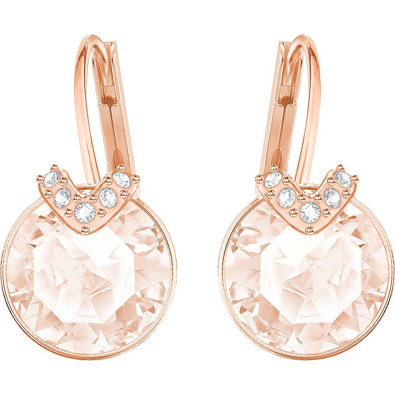 Swarovski Náušnice Bella růžově zlatá / bílá