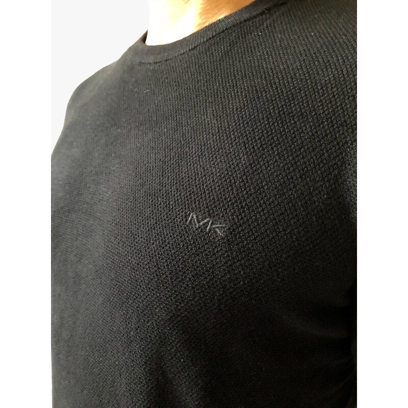 Michael Kors Michael Kors Logo pohodlný stylový černý svetr s výšivkou MK - L / Černá / Michael Kors