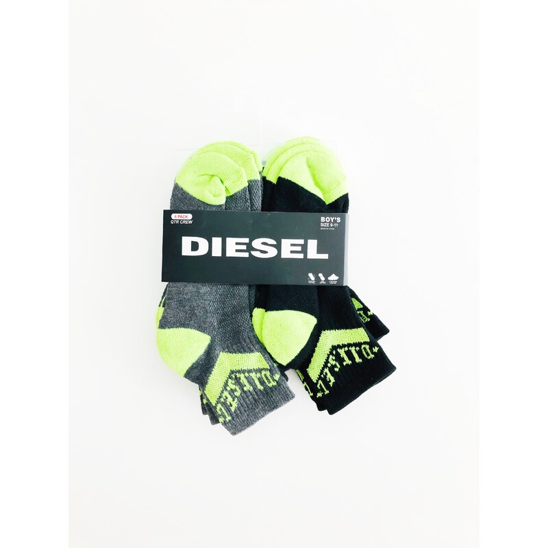 Diesel Diesel QTR Crew sportovní dětské ponožky 6 párů - 10 let / Černá / Diesel / Chlapecké