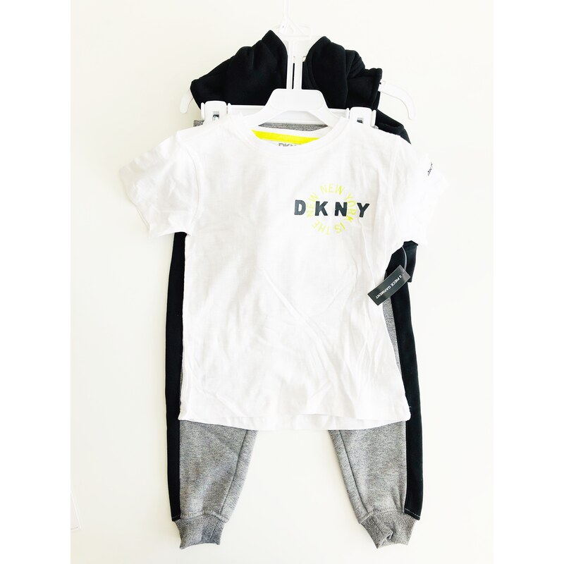 DKNY DKNY Sport chlapecká tepláková vesta, tepláky a triko s krátkým rukávem souprava 3 ks - Dítě 5 let / Černá / DKNY / Chlapecké