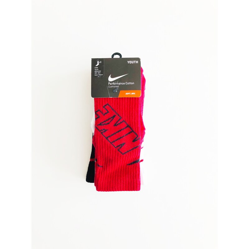 Nike Nike Soft Dry Multicolor dětské sportovní ponožky s nápisem 3 páry - 34-38 / Červená / Nike / Unisex