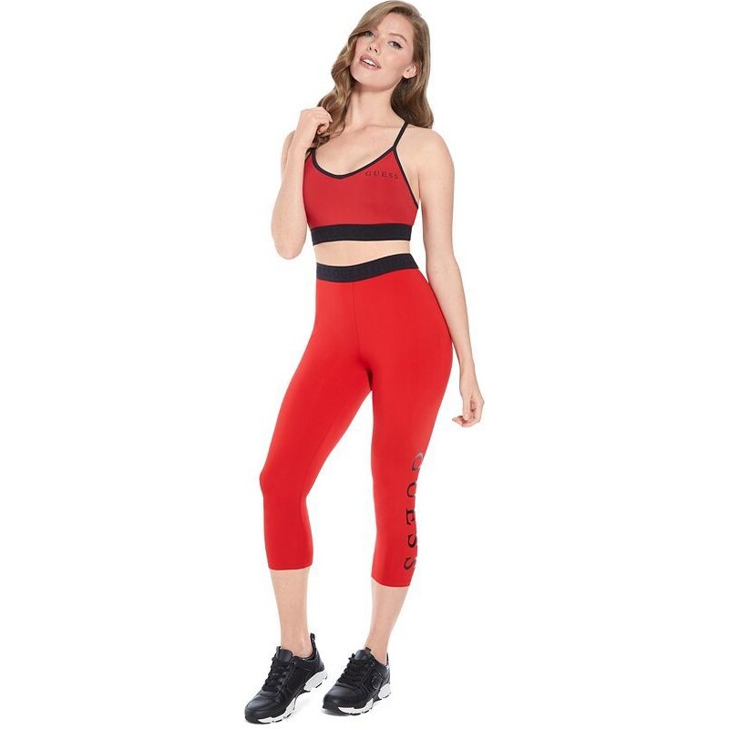 GUESS dámské legíny Cammy Logo Cropped červené XL