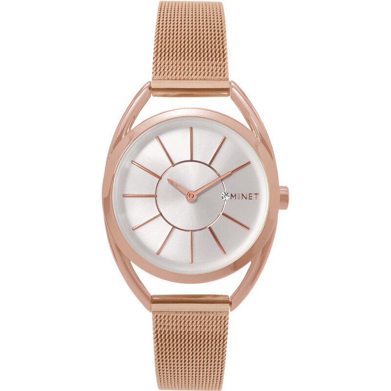 MINET Czech Crystal Růžové dámské hodinky MINET ICON ROSE GOLD