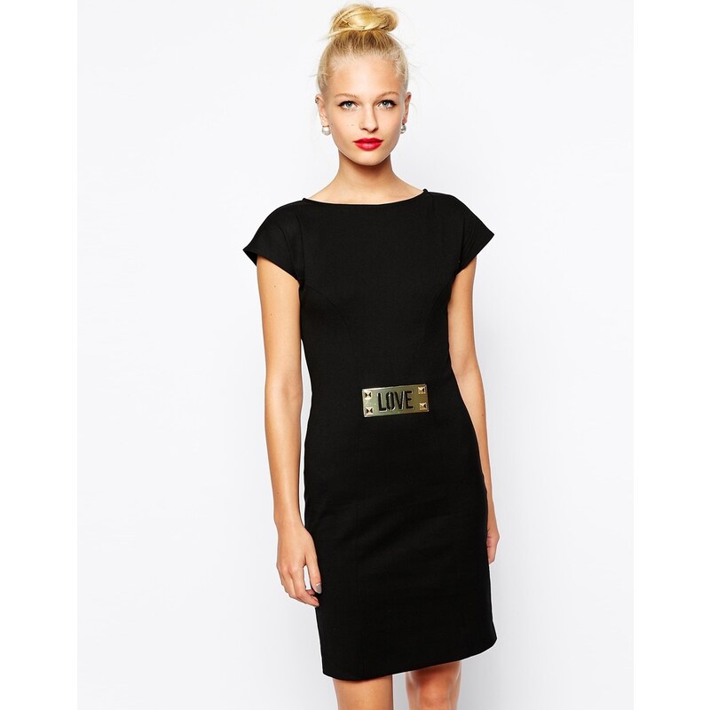 Love Moschino Dress with Love Plaque - Black