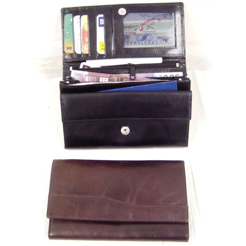 Arwel černá dámská psaníčková kožená peněženka s klopnou