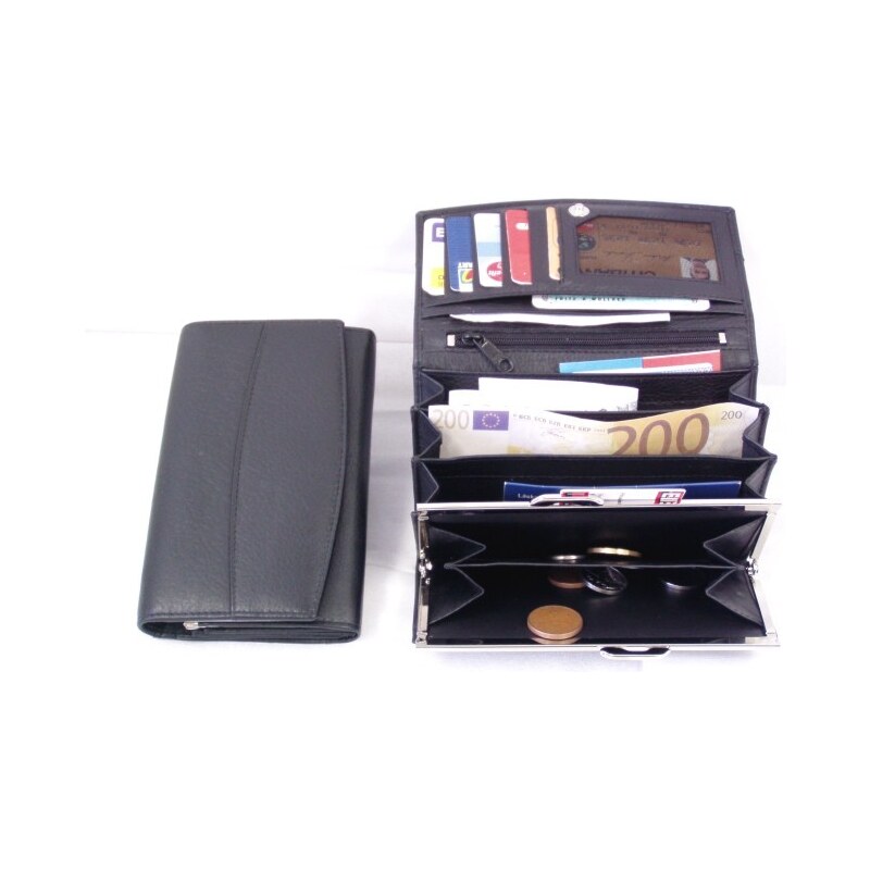 Arwel černá dámská kožená rámová peněženka