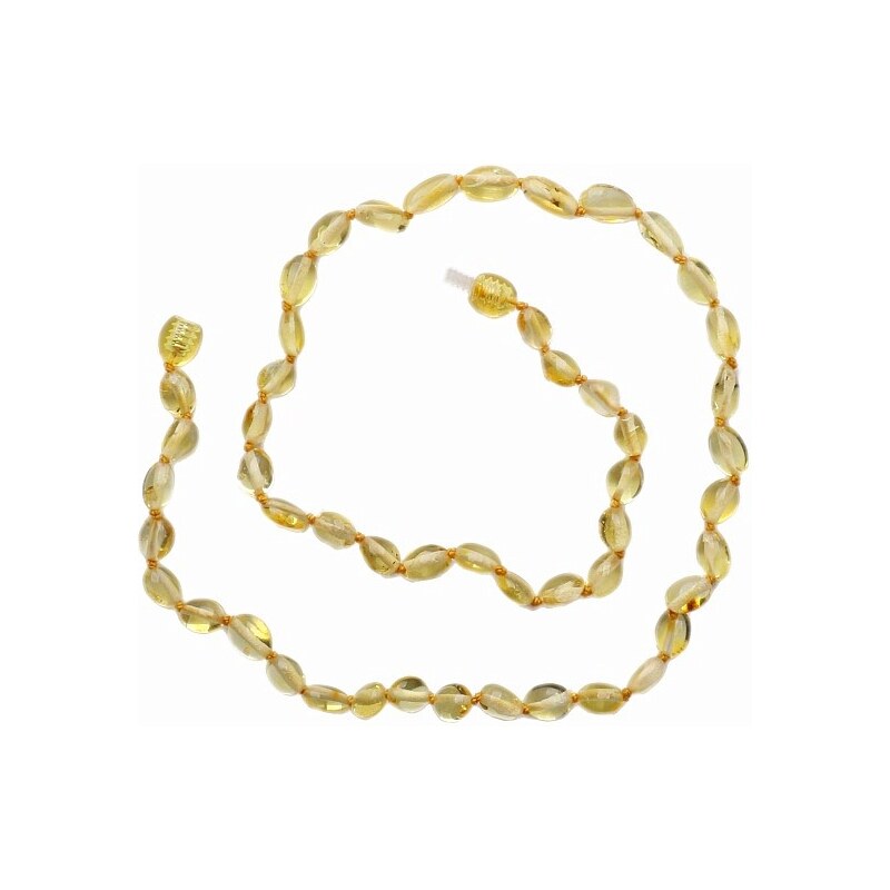 Nefertitis Jantar náhrdelník leštěné fazolky lemon - délka cca 46 cm