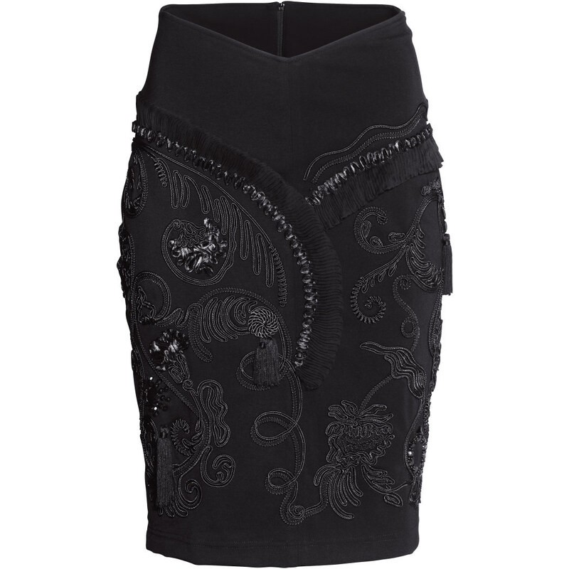 H&M Embroidered pencil skirt