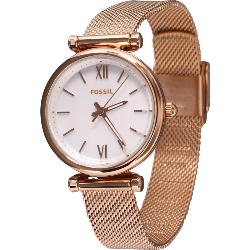 FOSSIL Analogové hodinky růžově zlatá / bílá 108754017