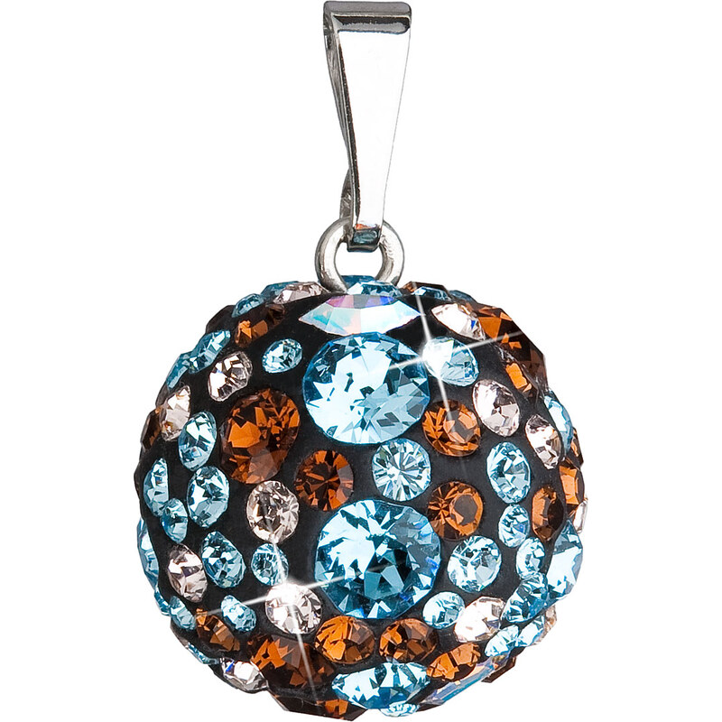 Stříbrný přívěsek s krystaly Swarovski mix barev kulatý 34081.3