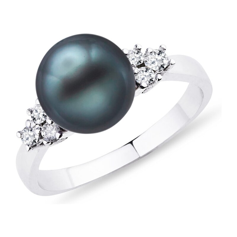 Prsten s tahitskou perlou a diamanty KLENOTA k0257022