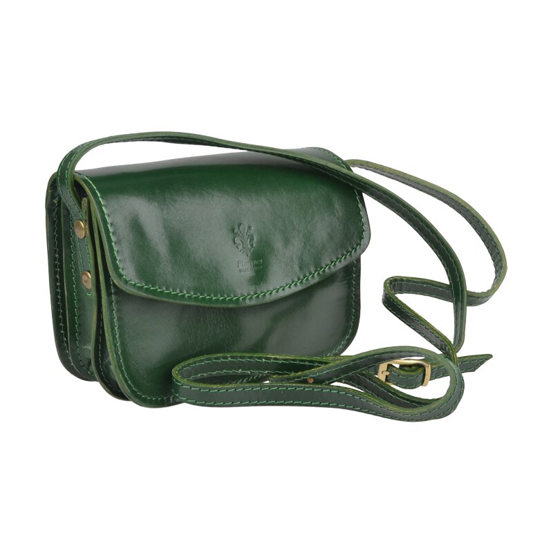 Zelená kožená italská crossbody kabelka Lona Verde Scura NovaKabelka 40256047