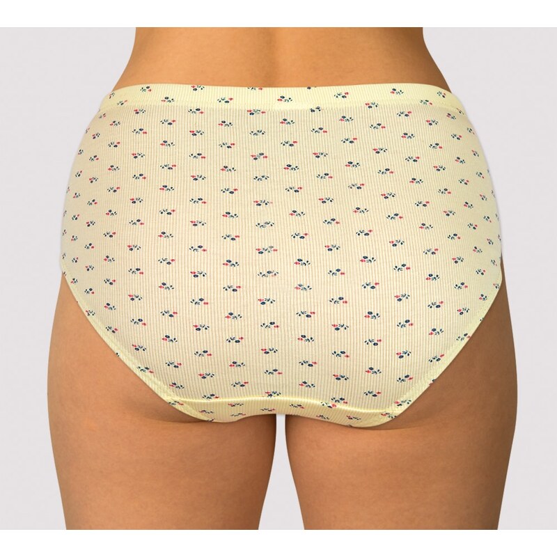 Andrie Spodní prádlo Andrie Vysoké bavlněné kalhotky Andrie z bavlněného ribu PS1710 Bílá s potiskem