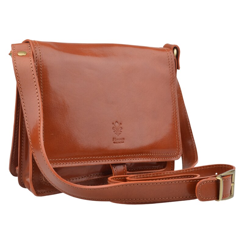 Hnědá kožená italská crossbody kabelka Quieta Marrone Chiaro