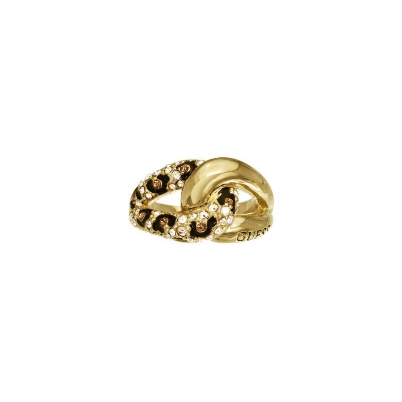 Guess Urban Jungle Leopard Pave' Gold Plated Ring