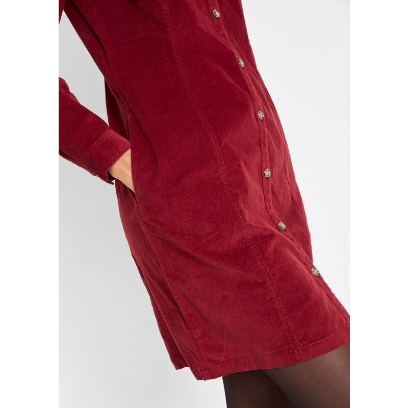 bonprix Manšestrové strečové šaty Červená