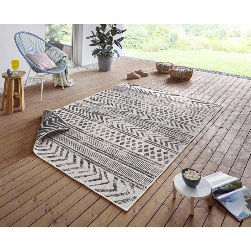 NORTHRUGS - Hanse Home koberce Kusový koberec Twin Supreme 103860 Biri Black/Cream – na ven i na doma - 80x150 cm