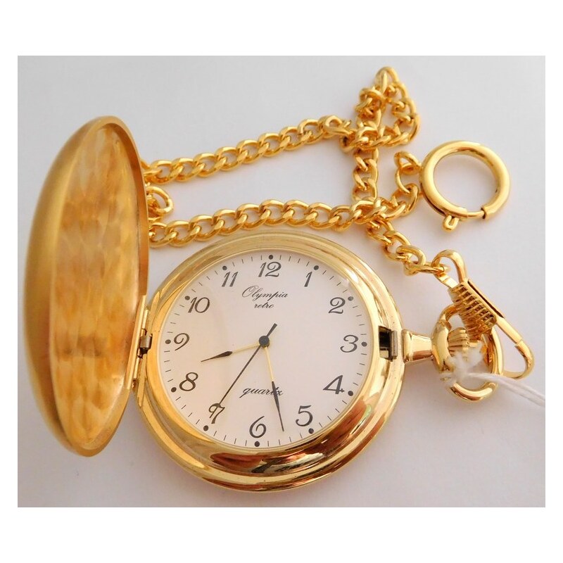 Luxusní zlacené kapesní hodinky retro Olympia 30602 s arabskými 114948651