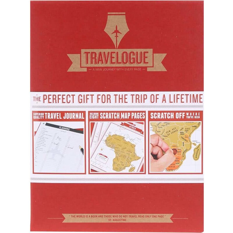 Červený cestovní deník se stíracími mapami Luckies Travelogue