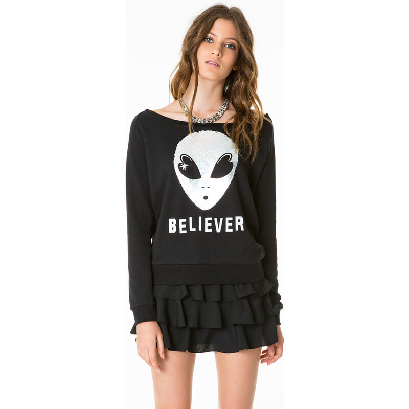 Tally Weijl Black "Alien Believer" Print Sweater