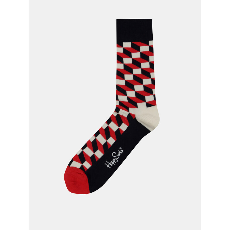 Červeno-bílo-modré unisex vzorované ponožky Happy Socks Filled Optic