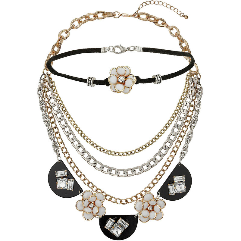 Topshop Flower Choker And Necklace Set