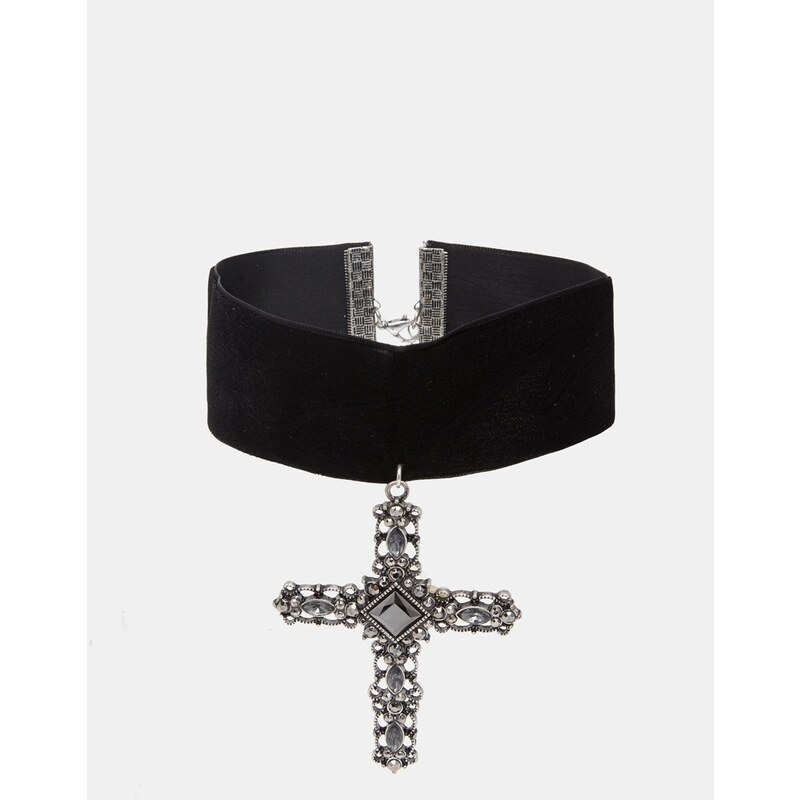 ASOS Gothic Cross Choker Necklace - Black