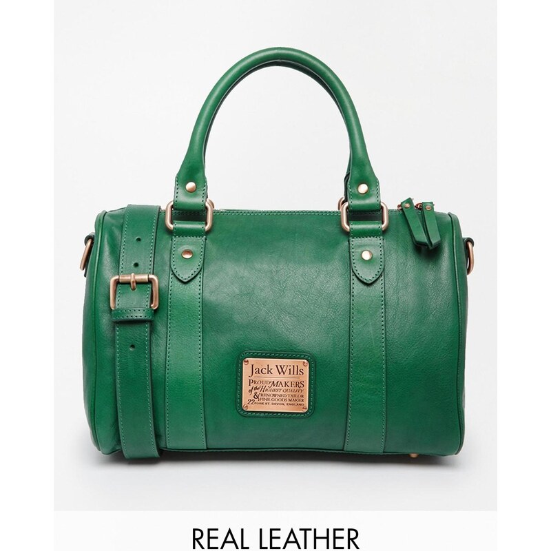 Jack Wills Leather Bag in Bottle Green - Green