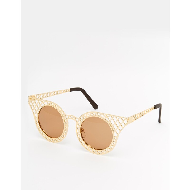 Jeepers Peepers Cage Round Sunglasses - Gold