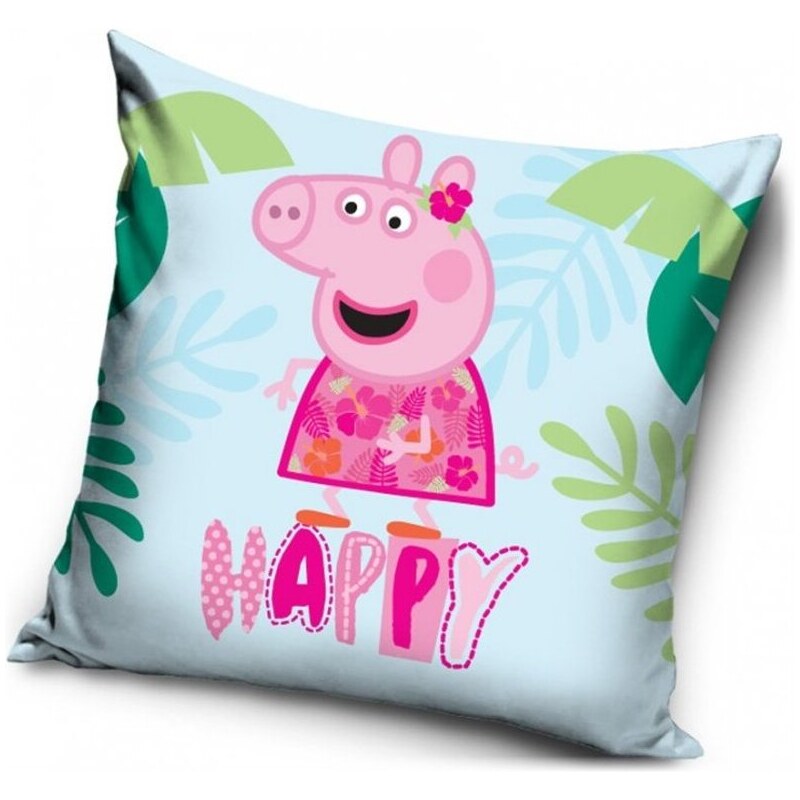 Carbotex Povlak na polštář Prasátko Peppa - Peppa Pig - motiv happy - 40 x 40 cm