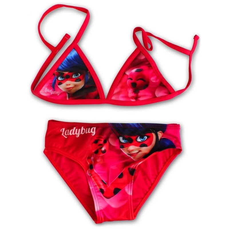 Setino Dívčí dvoudílné plavky Kouzelná beruška - červené