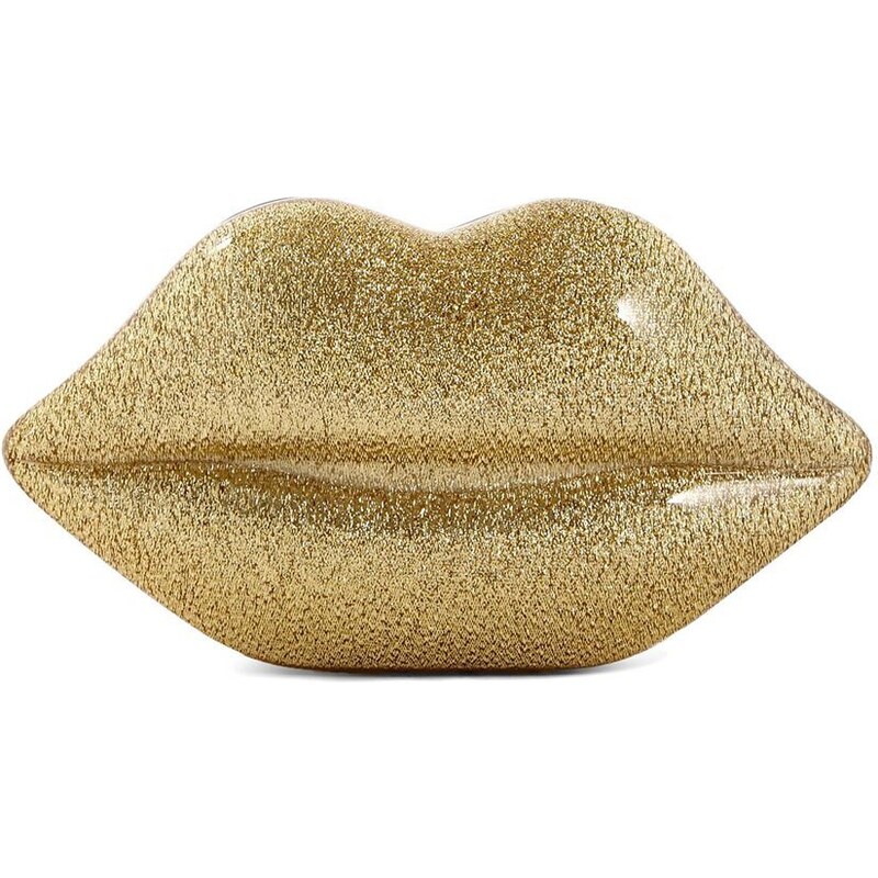 Lulu Guinness Lips Clutch in Gold Glitter - Gold