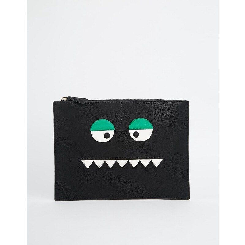 ASOS Monster Face Clutch Bag - Black