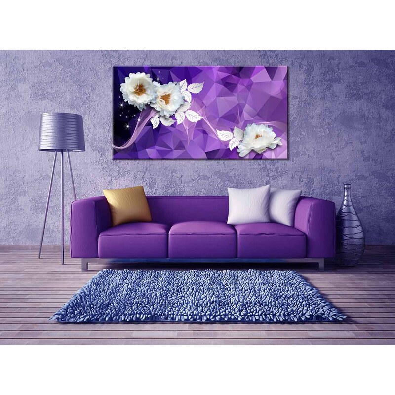 Malvis Obraz fialová abstrakce s květy