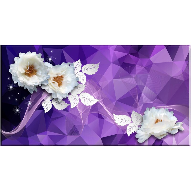 Malvis Obraz fialová abstrakce s květy