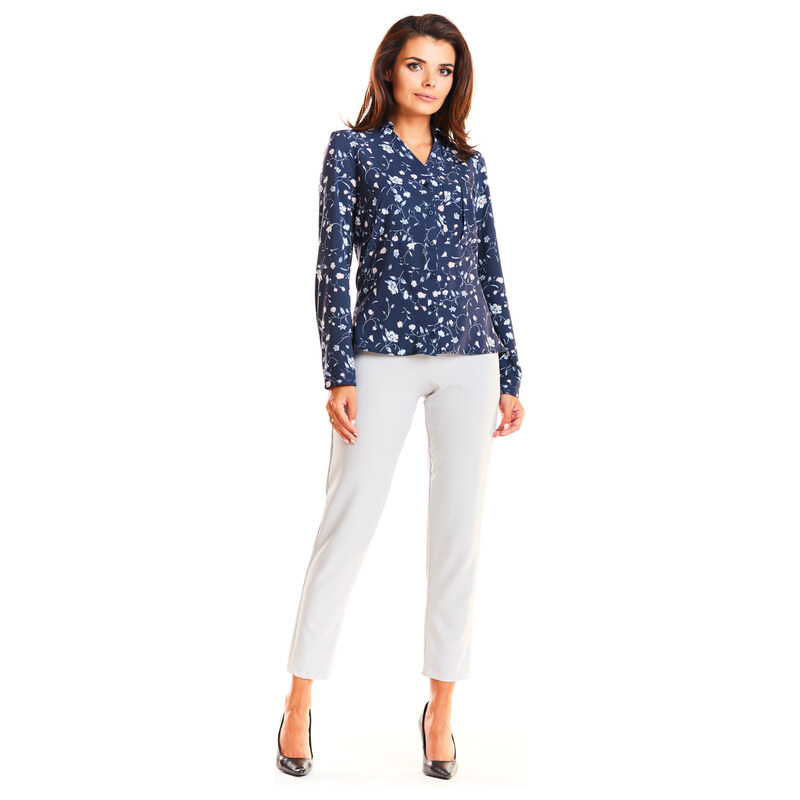 Infinite You Womans Blouse M176 Navy Blue Flowers